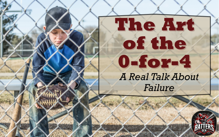 "The Art of the 0-For-4" text next to a sad-looking young ballplayer