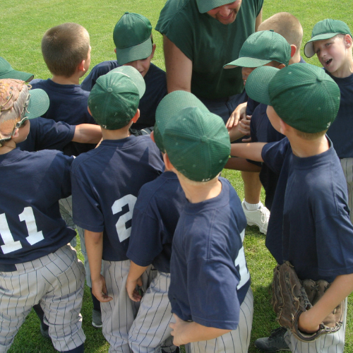 A youth baseball team preparing for the game