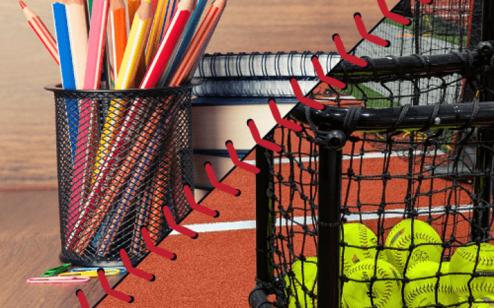 homeschool-batting-cage A two-shot of school books and batting cages